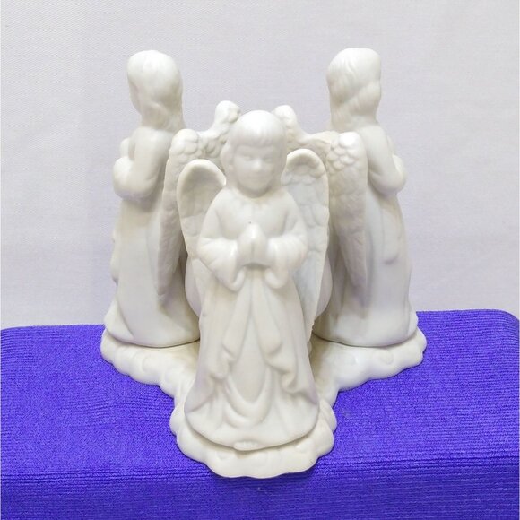 Vintage Porcelain Angel Trio Figurine  Handcrafted Collectible Decor  4.5" Tall - Picture 3 of 11